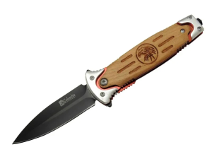Fs 11032 Kahverengi Kurtarma / Kamp Çakısı 20cm - Kartal İşlemeli Ahşap Sap