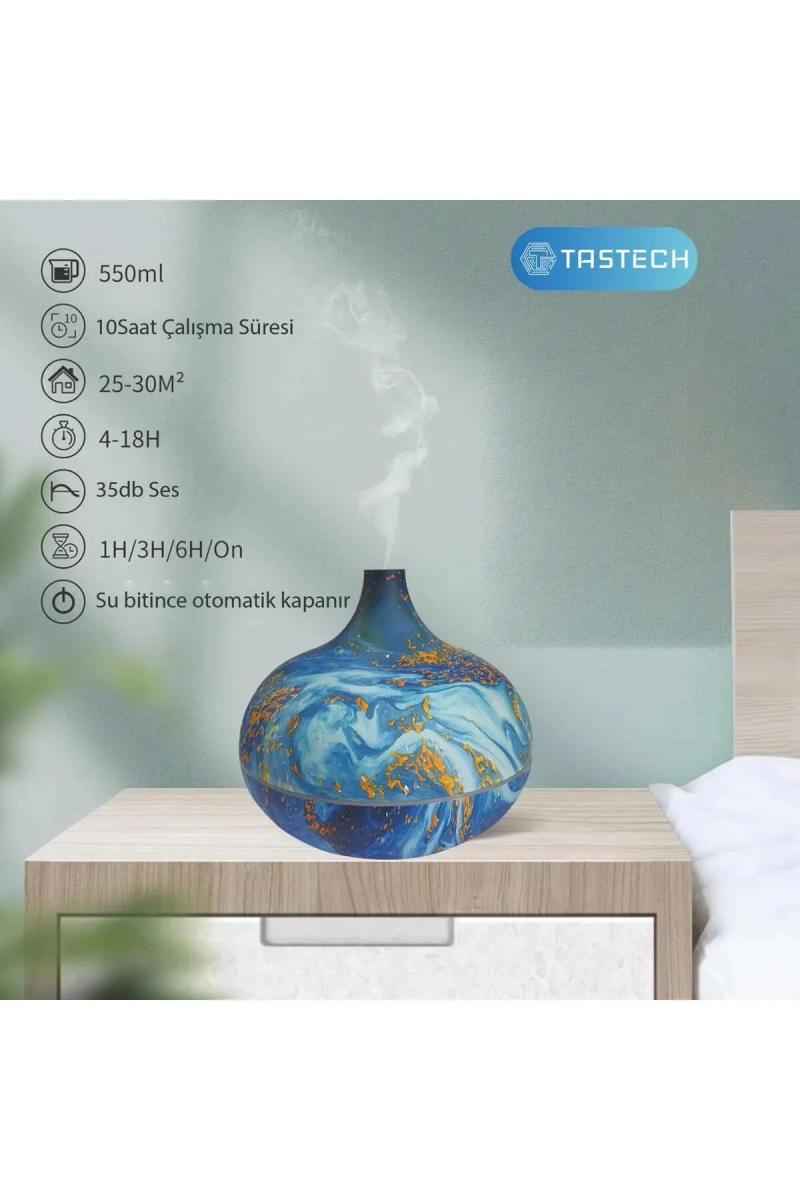 Hava Nemlendirici 7 Led Işıklı Aromatik Oda Kokusu 550 Ml Difüzörü Buhar Nemlendırıcı - Görsel 3