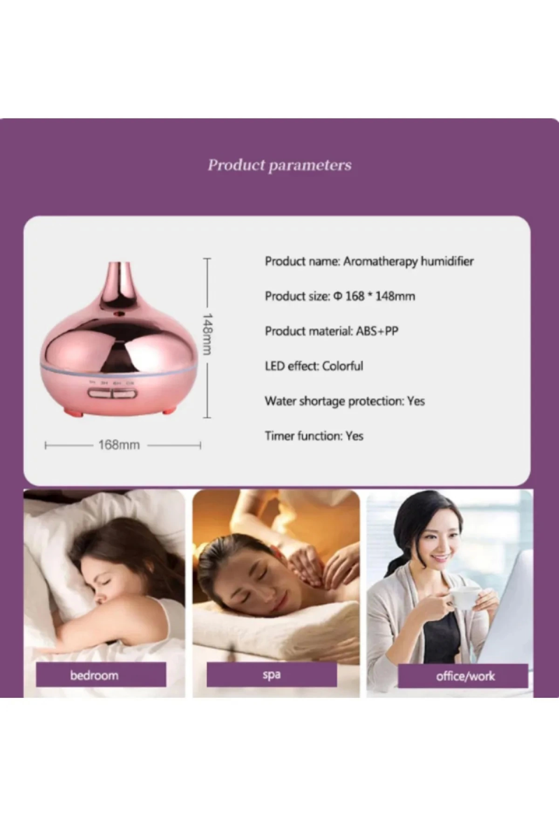 Hava Nemlendirici Parlak Gold Aromatik Oda Kokusu 550 Ml Kahve Aroma Difüzörü Buhar Nemlendırıcı - Görsel 5