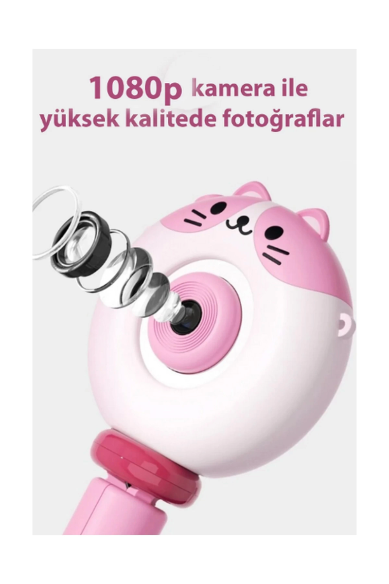 Hd Kamera Karikatür Tripodlu Çocuk Dijital Kamera Fotoğraf Makinası 1080p Video Kaydedici 2.0 İnç - Görsel 7