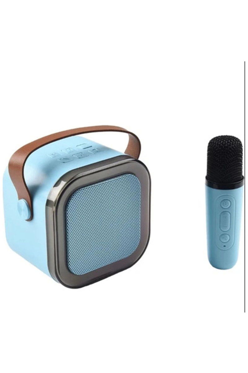 Karaoke Kablosuz Hoparlör Mikrofonlu Rgb Işıklı Bluetooth Speaker Tf Kart/usb Mavi - Görsel 2