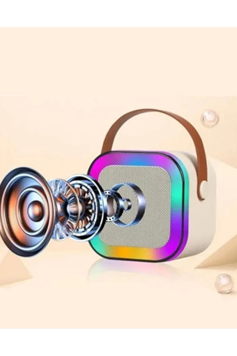 Karaoke Kablosuz Hoparlör Mikrofonlu Rgb Işıklı Bluetooth Speaker Tf Kart/usb Siyah - Görsel 2