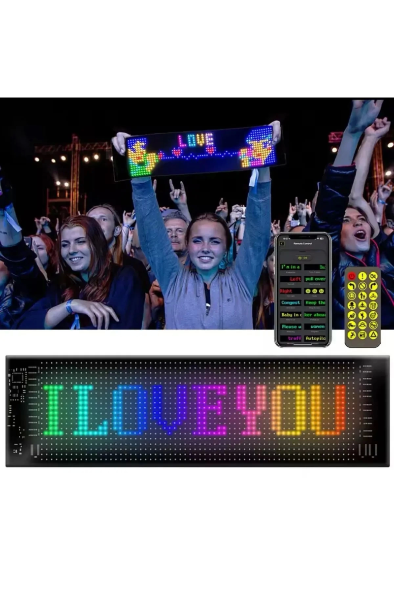Led Ekran Matrix Panel Cama Yapışan En Büyük Boy 16x96 Led Sayısı Araba Yazısı 12cm-59.5cm - Görsel 5