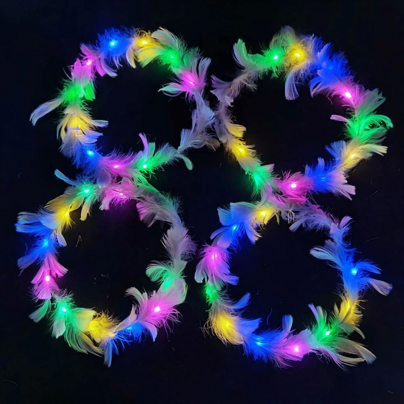 Led Işıklı Rengarenk Yanan 3 Fonksiyonlu Otrişli Parti Tacı Renkli 12x12 Cm - Görsel 4