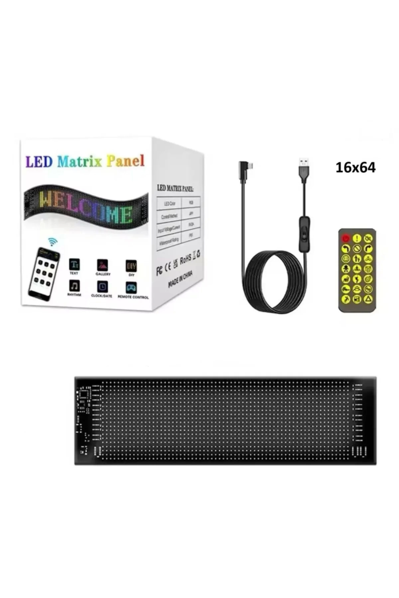 Led Panel Cama Yapışan Telefon Kontrollü Led Ekran Panel 16*64 Led Sayısı - Görsel 6
