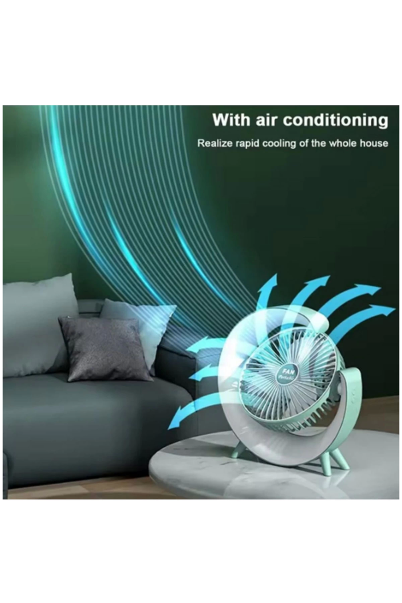 Masaüstü Vantilatör Usb Şarjlı Rgb Led Işıklı 3 Kademeli 180° Ayarlanabilir Soğutucu Fan Pembe - Görsel 4
