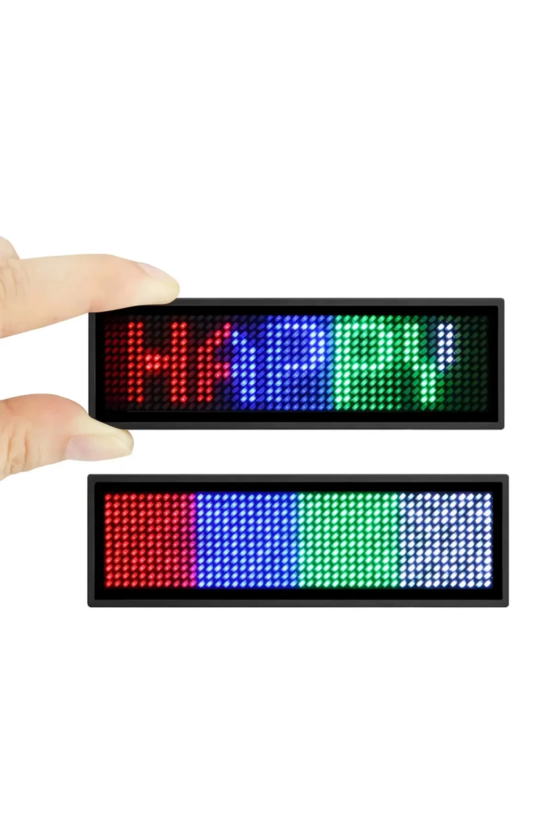Matrix Kayan Led Yaka Rozeti Mobil Kontrollü Dijital Etiket 9×3cm - Görsel 5