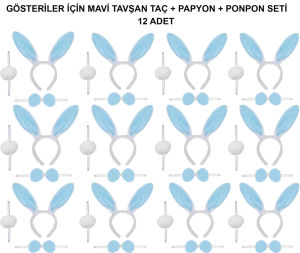 Mavi Tavşan Kostüm Seti – Taç