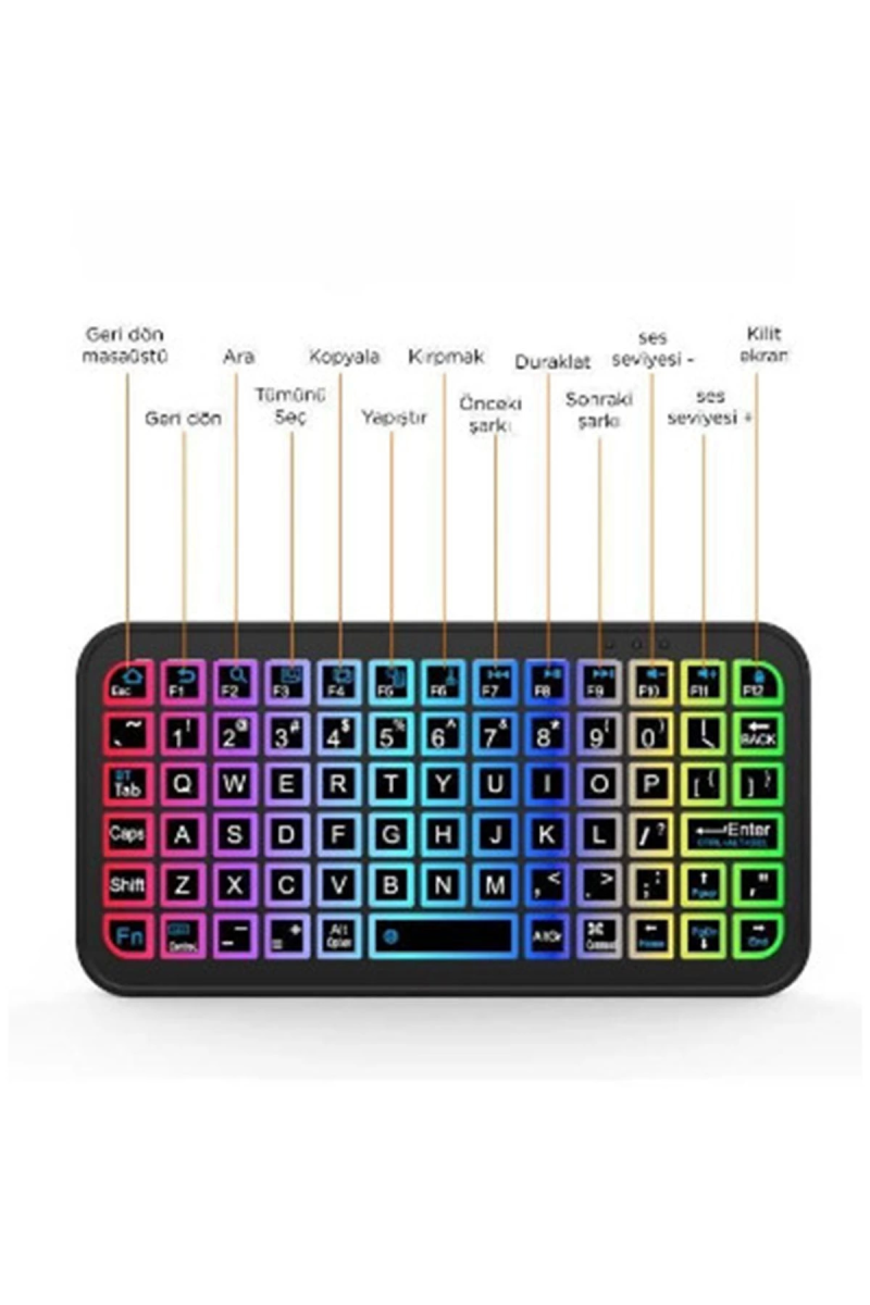 Mini Klavye Smarttv Işıklı Bluetooth Kablosuz Televizyon Ps3 Dizüstü Tabletler Ve Telefonlar İçin - Görsel 4