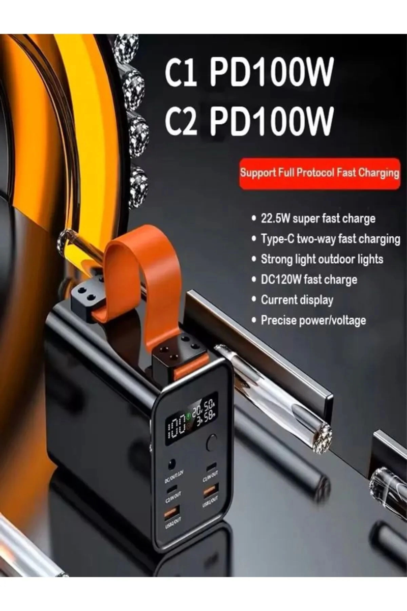 Mini Taşınabilir El Fener Pd100w Destekli 30.000 Mah Powerbank Hızlı Şarj Destekli - Görsel 6