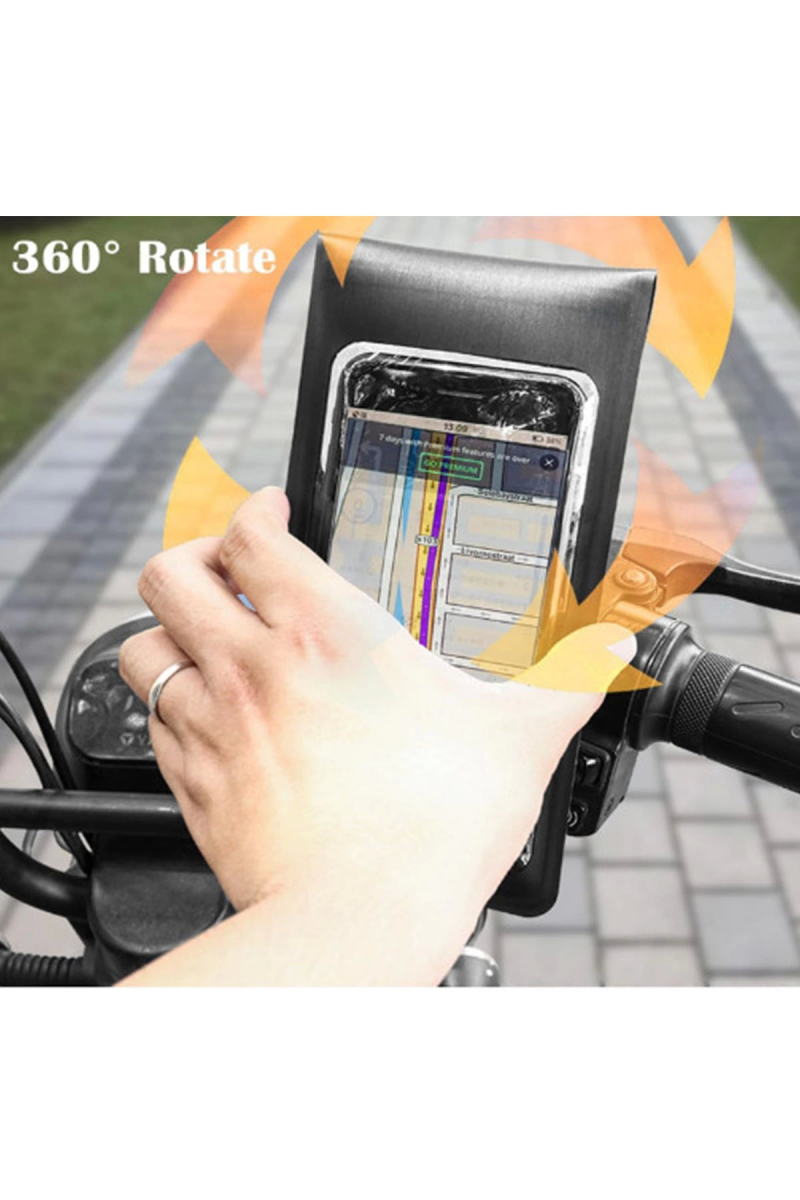 Motosiklet Bisiklet 360° Döndürülebilir Su Geçirmez Telefon Kılıfı Telefon Tutucu 4’’-7.2 İnç - Görsel 4