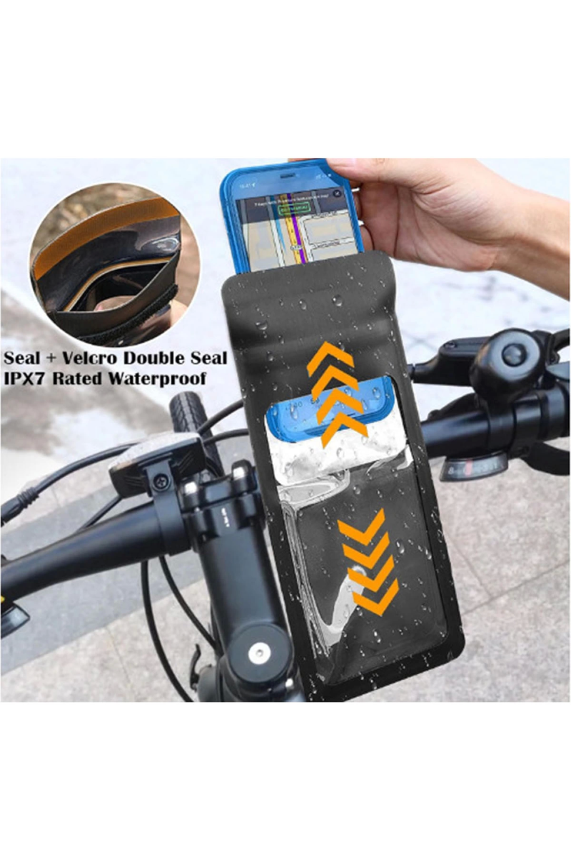 Motosiklet Bisiklet 360° Döndürülebilir Su Geçirmez Telefon Kılıfı Telefon Tutucu 4’’-7.2 İnç - Görsel 5