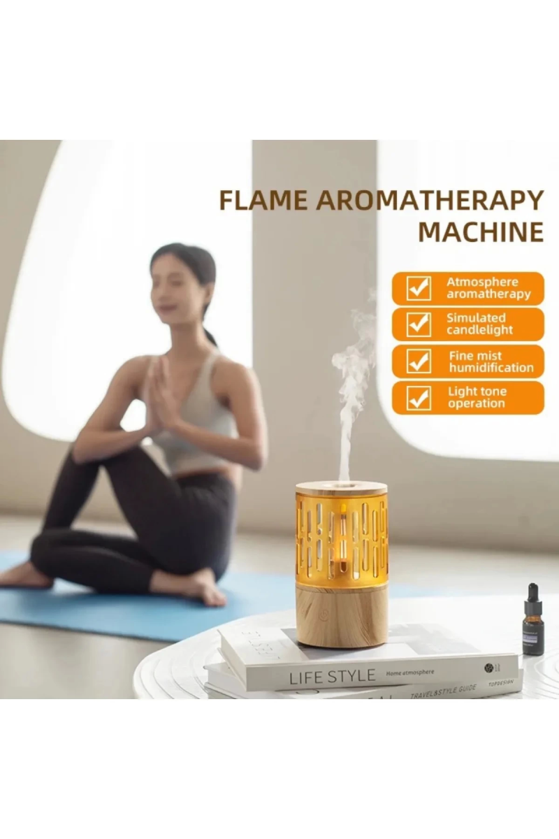 Mum Işığı Görünümlü Taşınabilir 125ml Kapasiteli Işıklı Aroma Yayıcı Hava Nemlendirici - Görsel 3