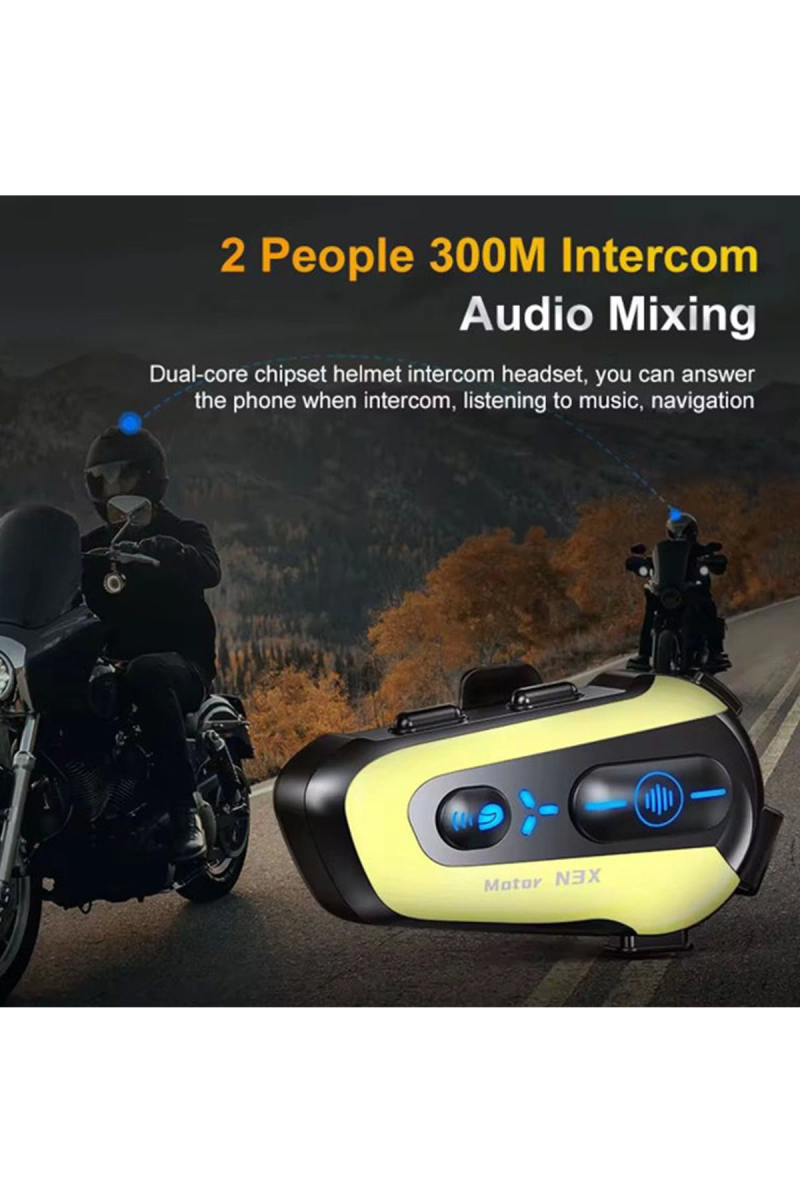 N3x Rgb Işıklı Intercom 3 Kişi Bağlantılı 1000mah Motosiklet Bluetooth Kulaklık Seti - Görsel 2