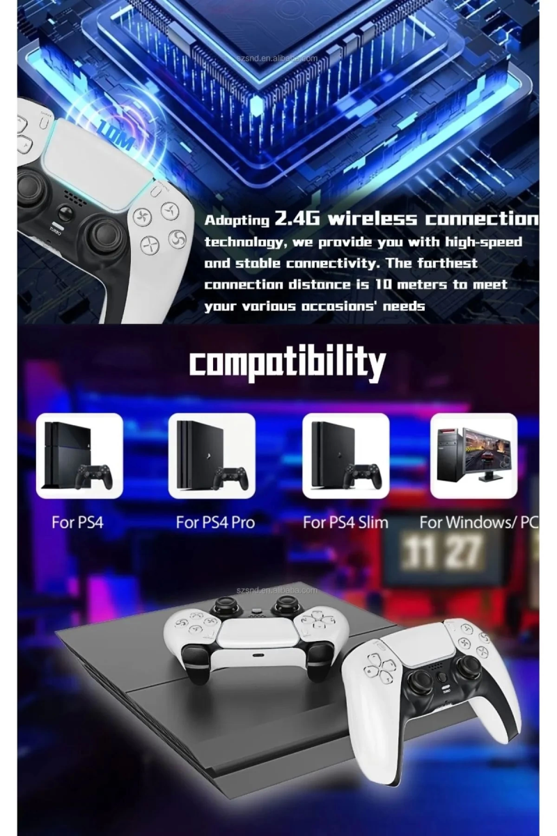P4 Plus Bluetooth Titreşimli Ps4/ps5 Uyumlu Pc Telefon Joystick Kablosuz Oyun Kolu - Görsel 4