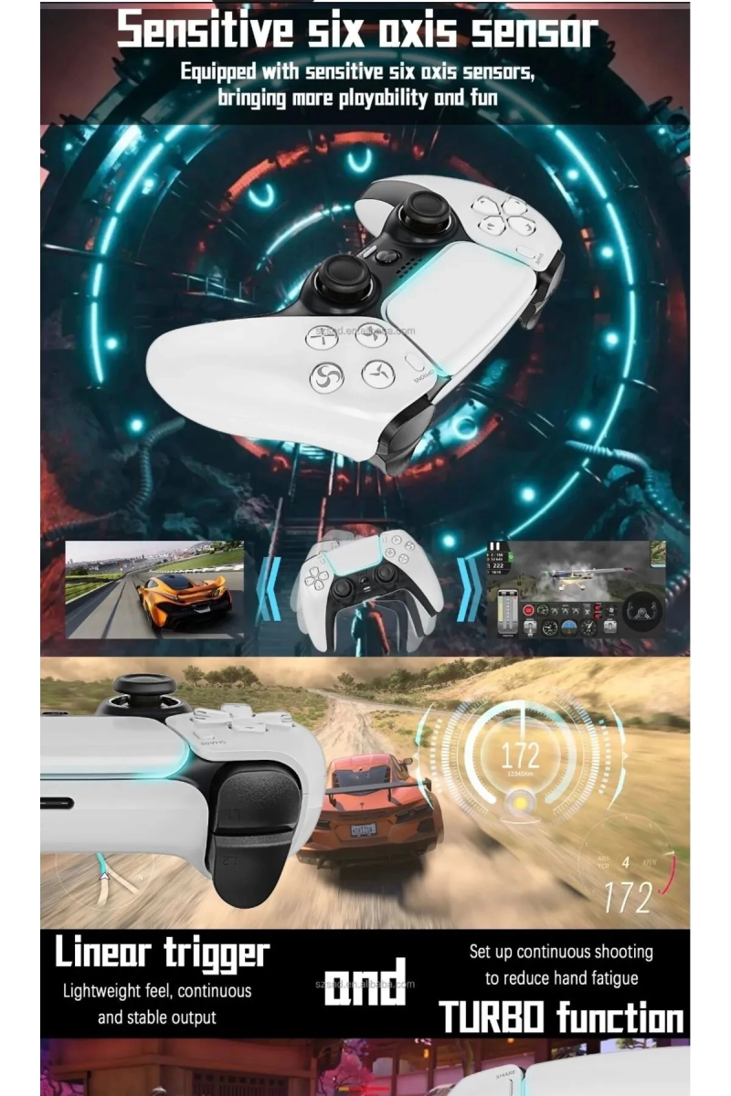 P4 Plus Bluetooth Titreşimli Ps4/ps5 Uyumlu Pc Telefon Joystick Kablosuz Oyun Kolu - Görsel 5