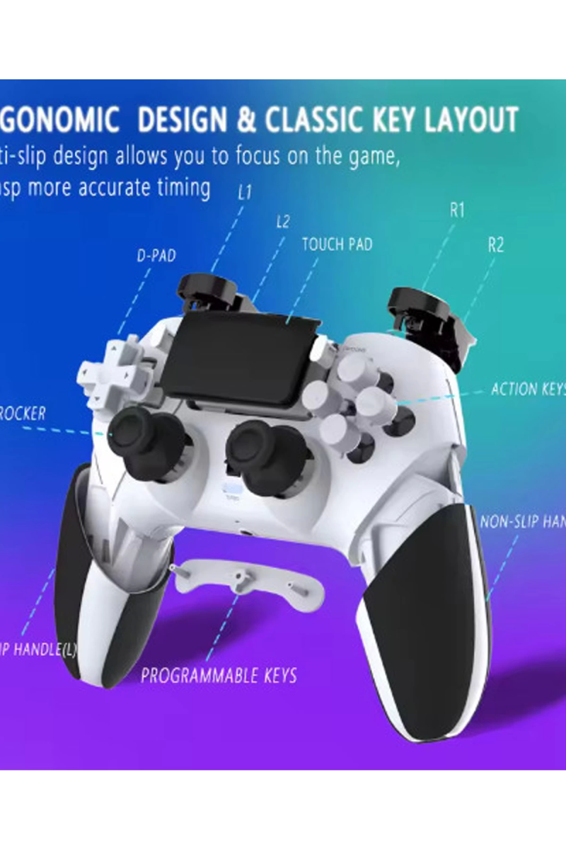 P4 Plus Bluetooth Titreşimli Ps4/ps5 Uyumlu Pc Telefon Joystick Kablosuz Oyun Kolu Siyah - Görsel 4