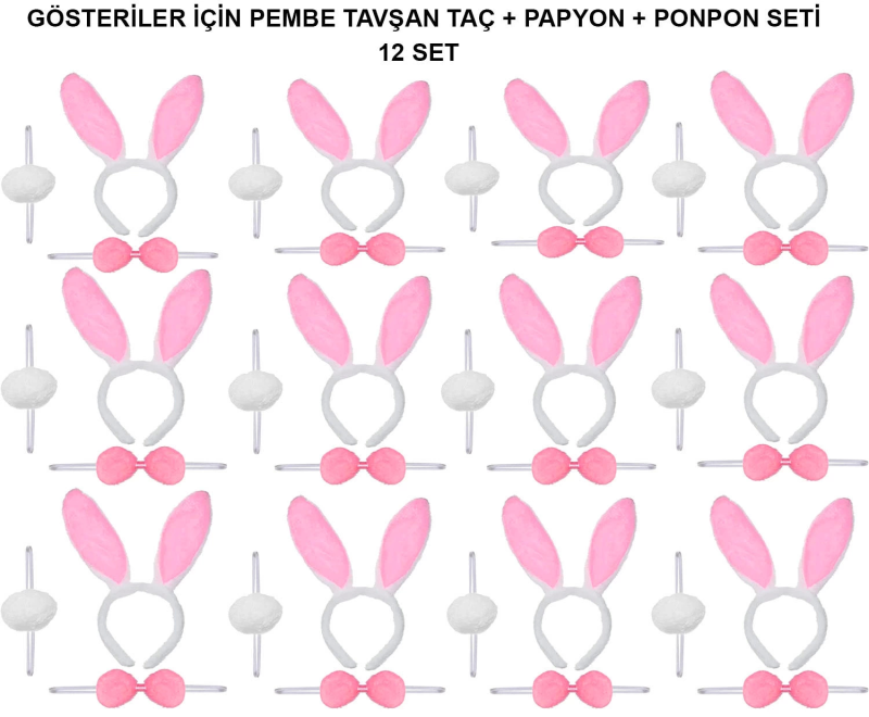 Pembe Tavşan Kostüm Seti – Taç