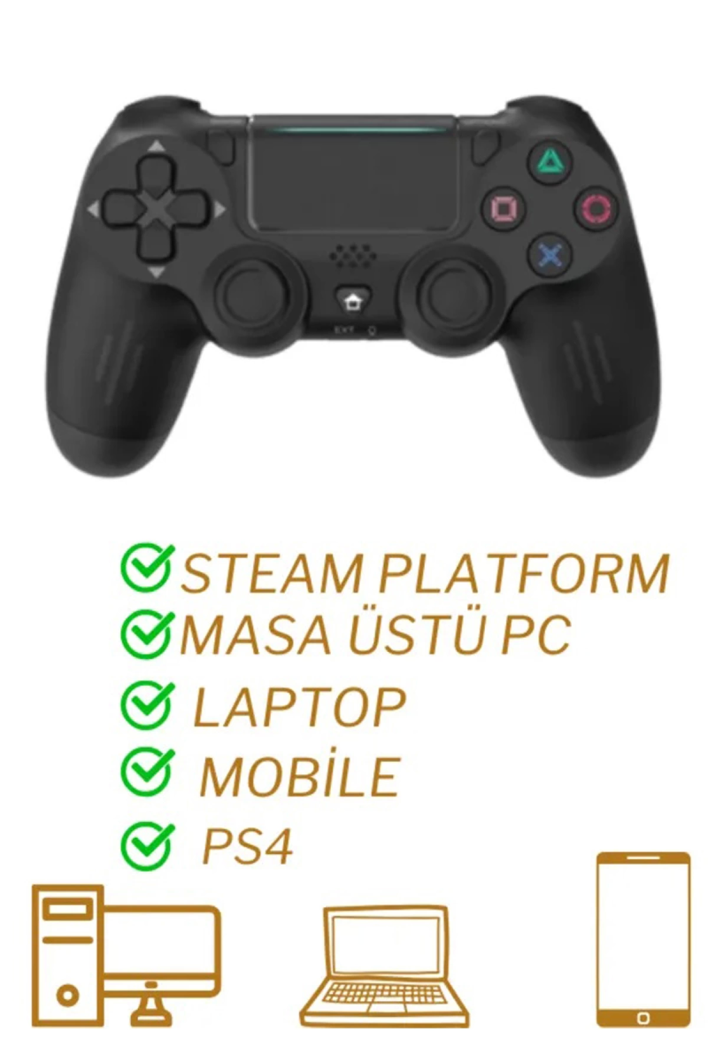Ps4 Kol Wireless Bt Kablosuz Oyun Kolu Ps4 Joystick Tablet Telefon Pc Uyumlu Titreşimli Oyun Kolu - Görsel 2
