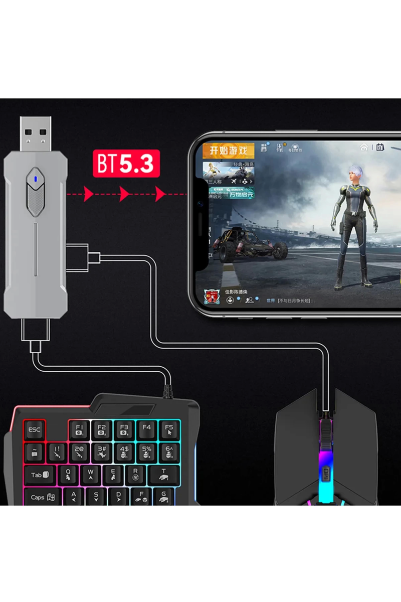 Pubg Mobil Oyun Kiti 5in1 Bt5.3 Klavye Mouse Dönüştürücü Seti Pugb Seti - Görsel 4