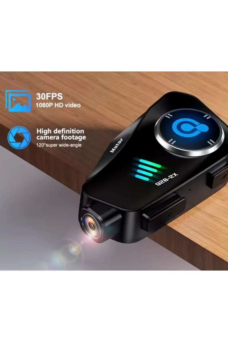 Q28 2x 2 Eşleşmeli Motosiklet Kask Bluetooth Kulaklık 1080p Kamera Su Geçirmez Intercom - Görsel 2