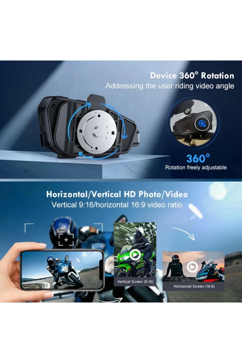 Q28 Motosiklet Kask Bluetooth Kulaklık 1080p Kamera Interkom Kulaklık Su Geçirmez Intercom - Görsel 2
