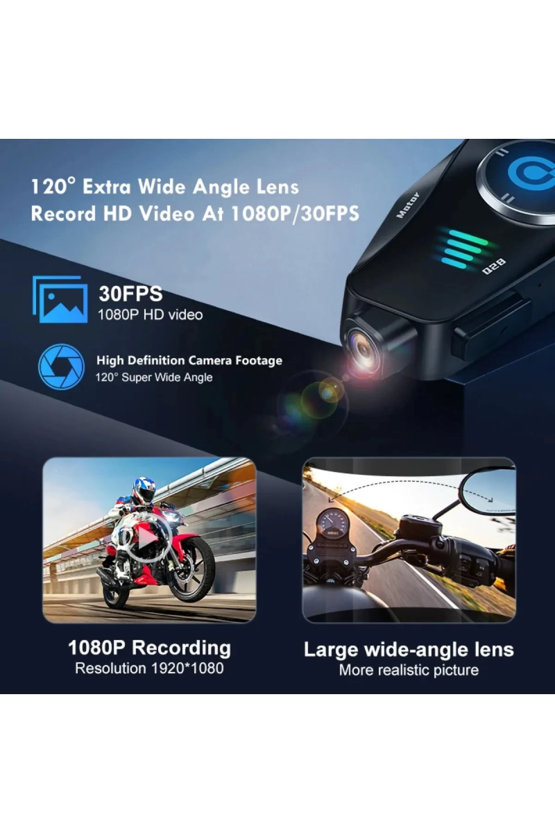 Q28 Motosiklet Kask Bluetooth Kulaklık 1080p Kamera Interkom Kulaklık Su Geçirmez Intercom - Görsel 4