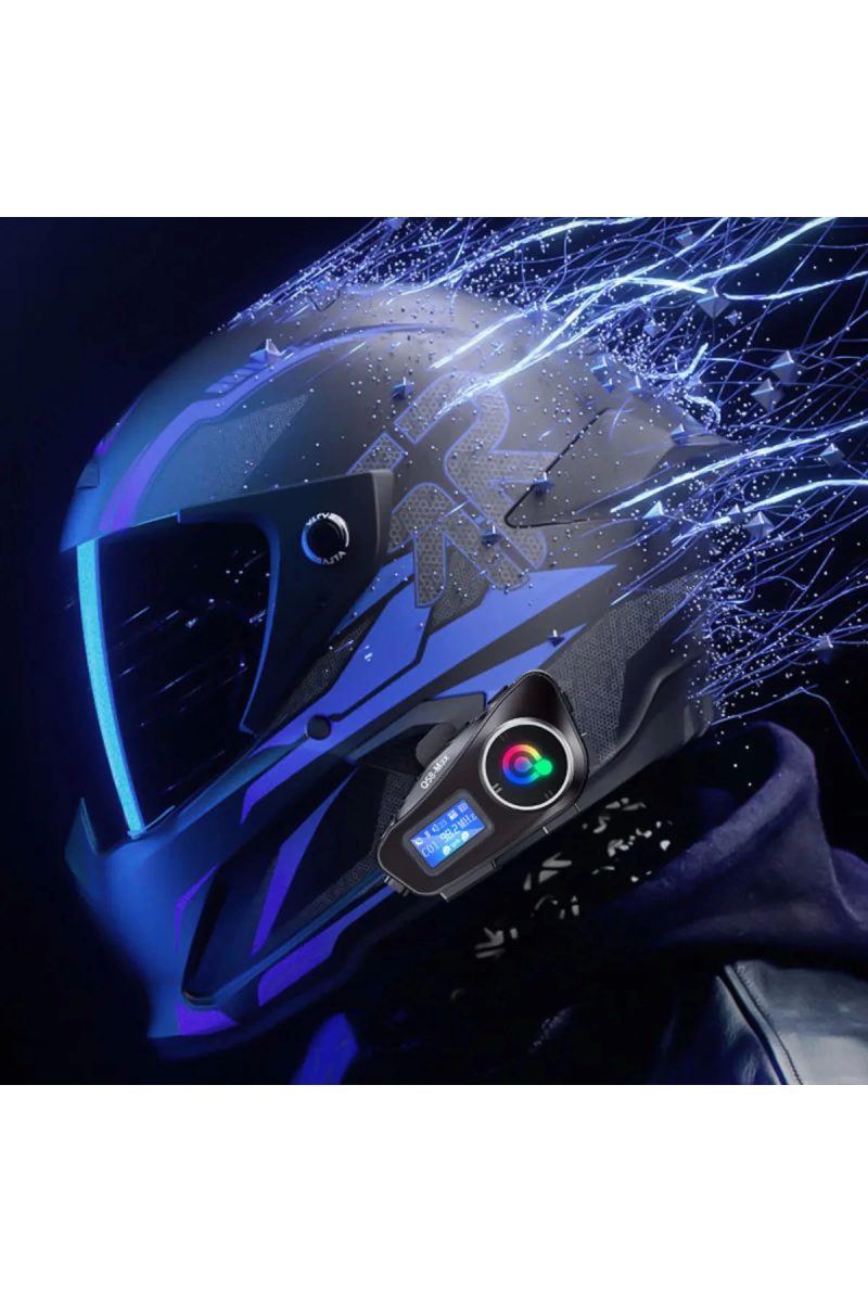 Q58-max Radyolu 2 Kişi Bağlantılı Bluetooth Kask Kulaklık Ekranlı Fenerli Müzik Ve Telsiz Intercom - Görsel 7