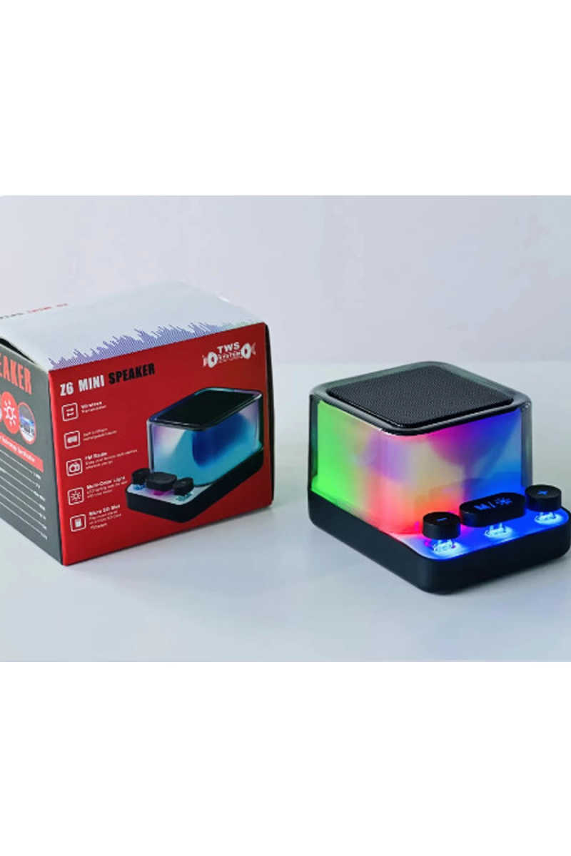 Rgb Işıklı Z6 Mini Ses Bombası Radyolu Usb Sd Girişli Yeni Şeffaf Klavye Tuşlu Hoparlör - Görsel 2