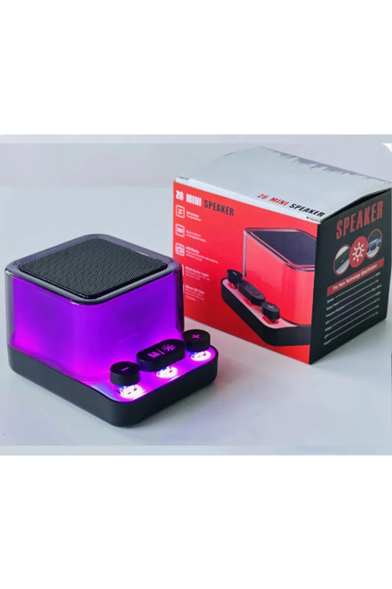 Rgb Işıklı Z6 Mini Ses Bombası Radyolu Usb Sd Girişli Yeni Şeffaf Klavye Tuşlu Hoparlör - Görsel 4