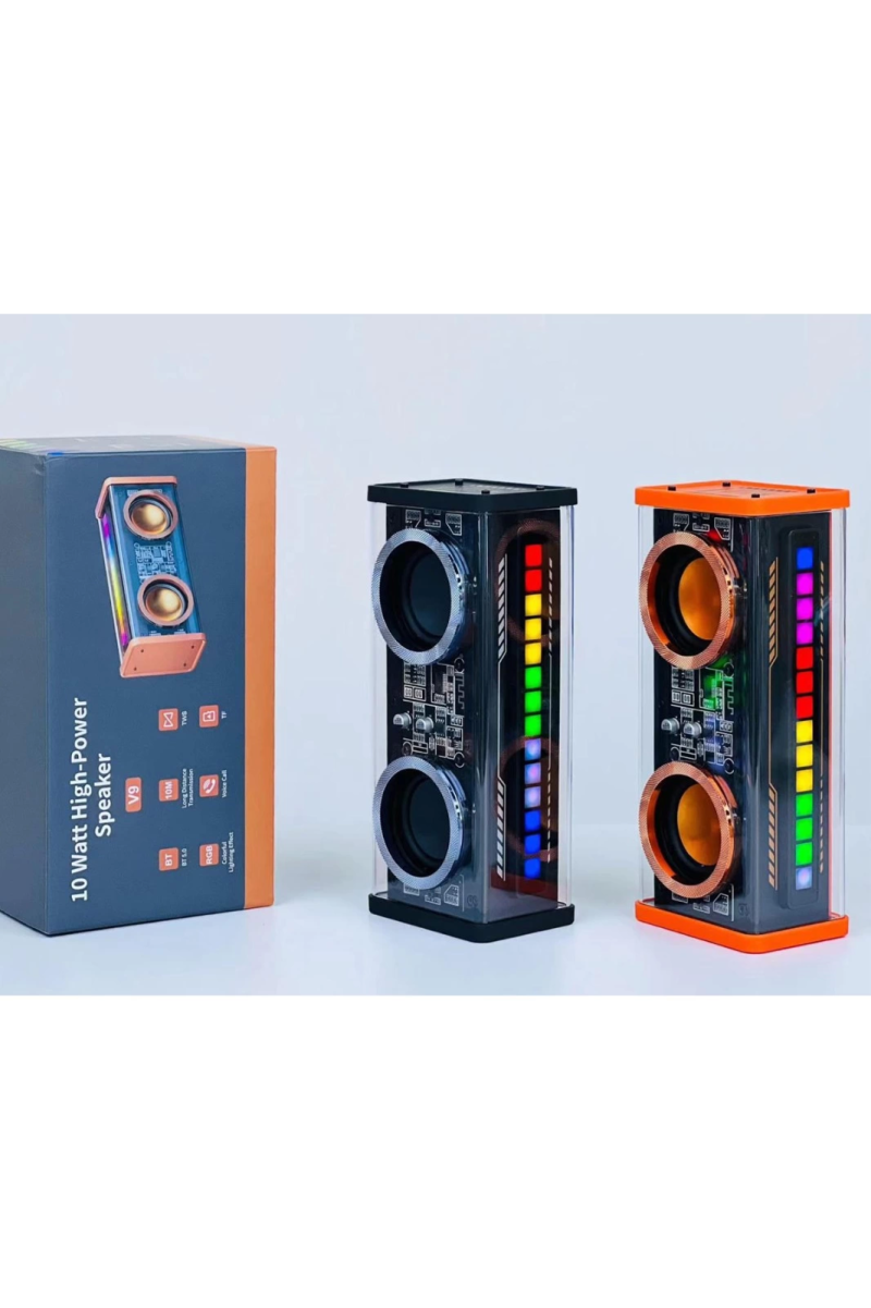 Şeffaf Mecha Müzik Tws Stereo Rgb İşıklı Hoparlör Kablosuz Bluetooth 5.0 Taşınabilir Hoparlör V9 - Görsel 2