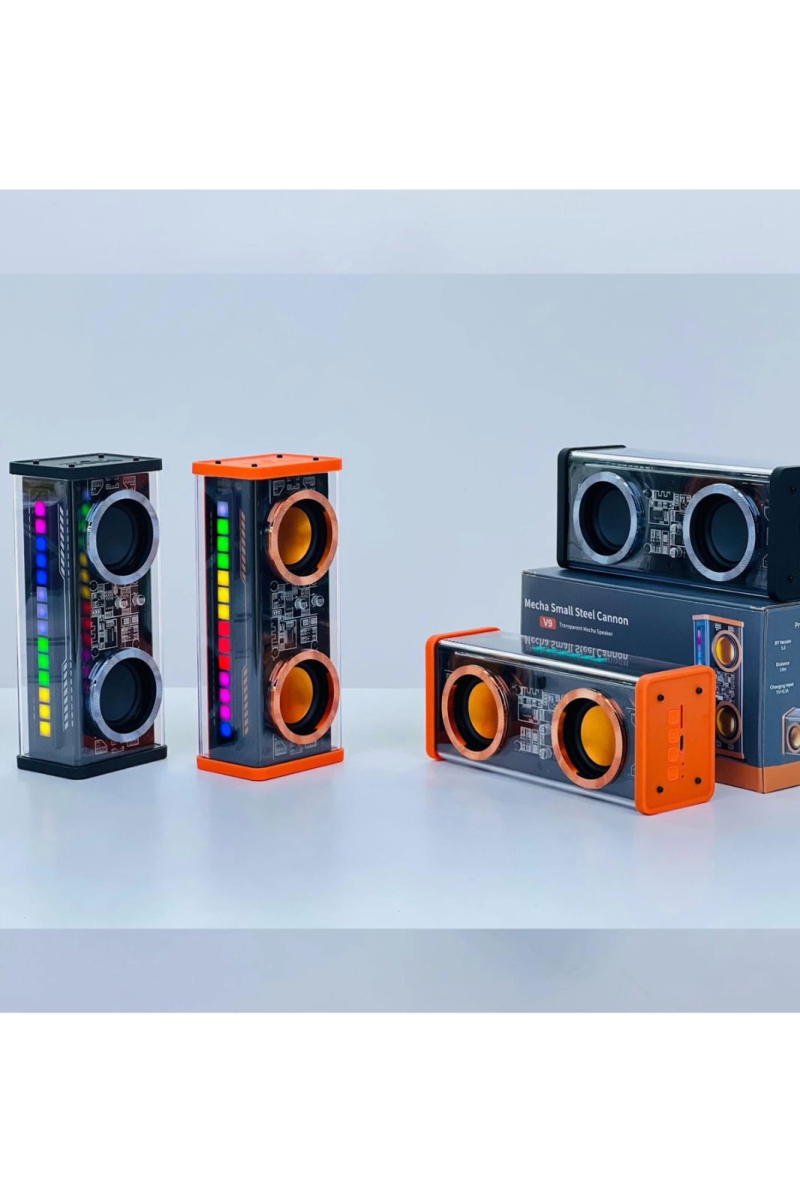 Şeffaf Mecha Müzik Tws Stereo Rgb İşıklı Hoparlör Kablosuz Bluetooth 5.0 Taşınabilir Hoparlör V9 - Görsel 4