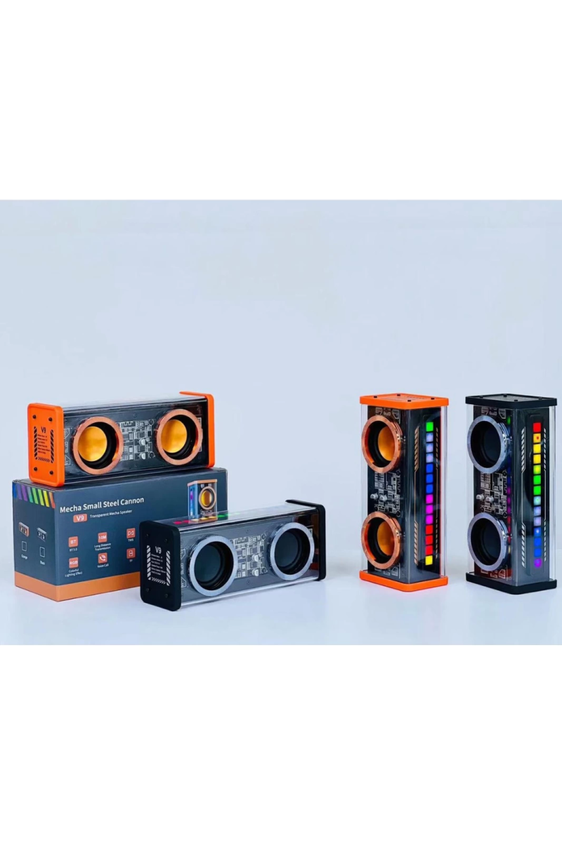 Şeffaf Mecha Müzik Tws Stereo Rgb İşıklı Hoparlör Kablosuz Bluetooth 5.0 Taşınabilir Hoparlör V9 - Görsel 6
