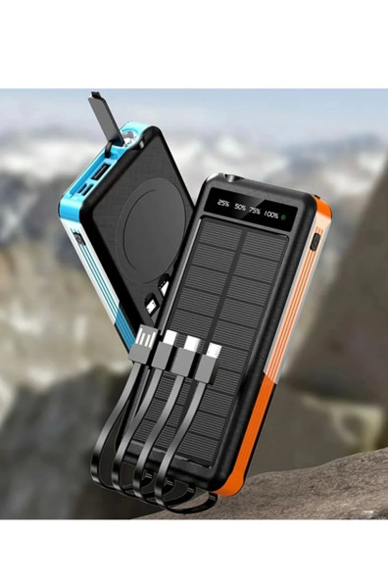 Solar Powerbank 1xusb 10.000mah Lcd Ekran Dahili Usb Mikro Type-c Powerbank - Görsel 5