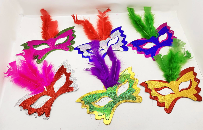 Tüylü Kağıt Karnaval Maskesi (639lı Set) - Görsel 2