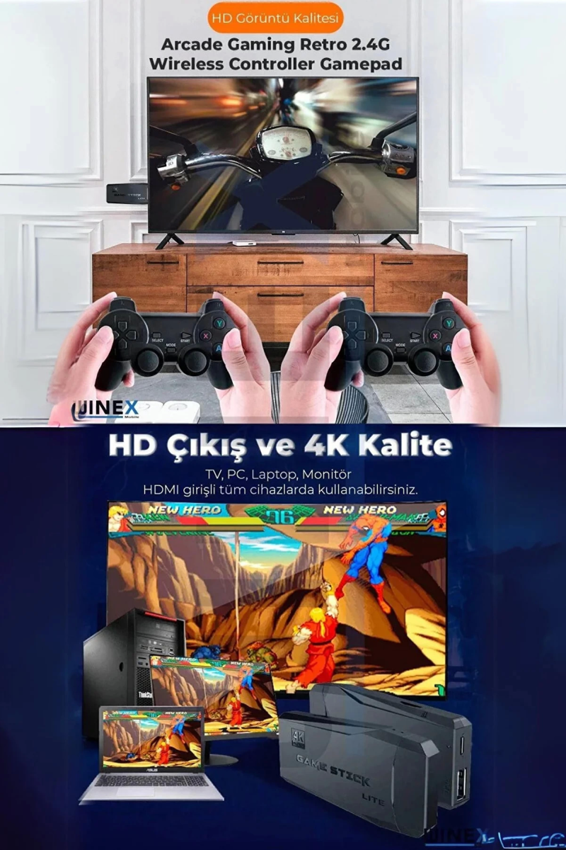 2.4g Kablosuz Çift Kol Retro Oyunlar 4k Game Stick 3500 Oyun - Görsel 4