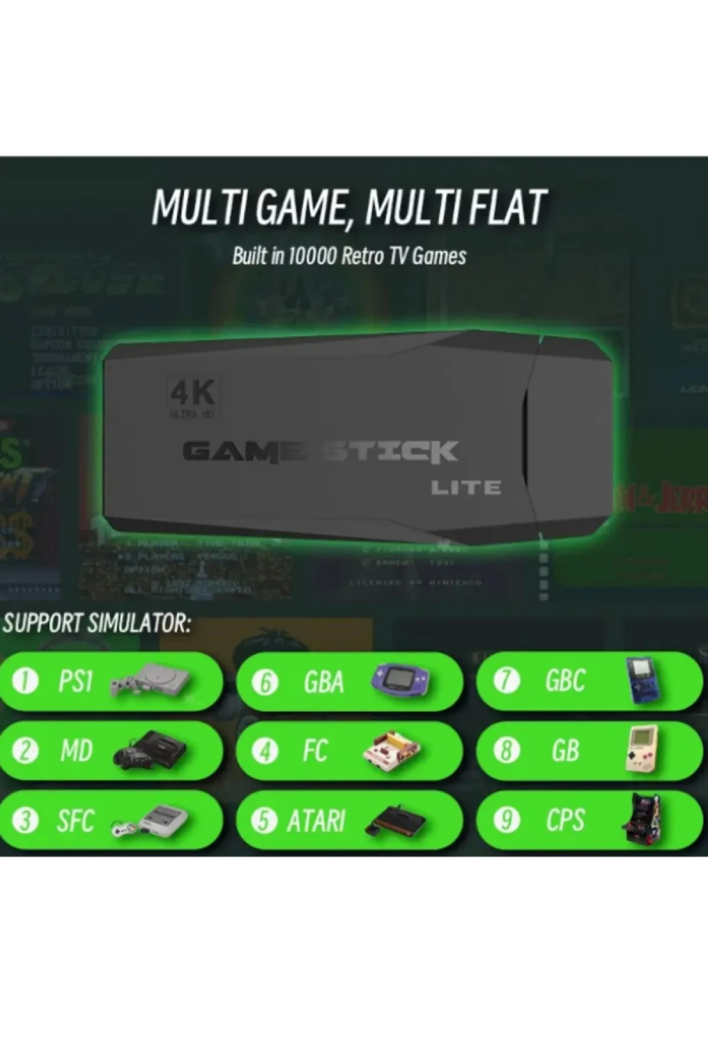 2.4g Kablosuz Çift Kol Retro Oyunlar 4k Game Stick 3500 Oyun - Görsel 5