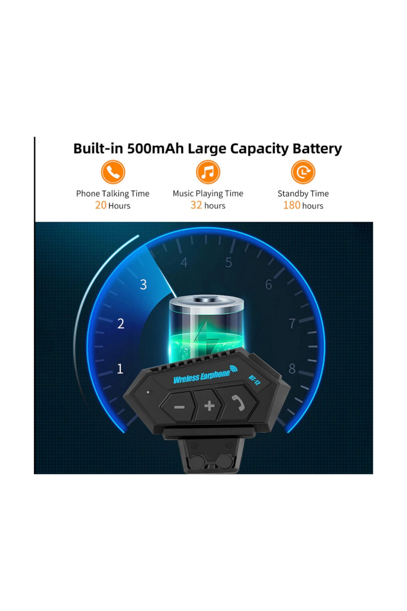 Bt12 Kask Kulaklık Bluetooth Motosiklet Kulaklık Interkom Motorsiklet Kulaklık - Görsel 5