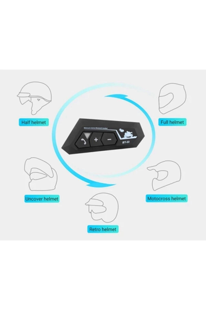 Bt22 Kask Kulaklık Bluetooth Motosiklet Kulaklık 5.0 Bluetooth Interkom Motorsiklet Kulaklık - Görsel 3