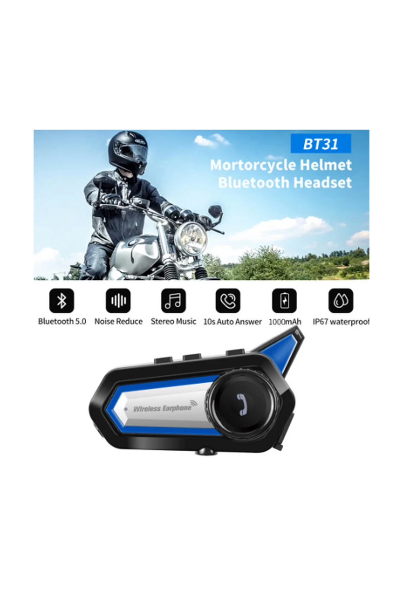 Bt31 Kask Kulaklık Bluetooth 5.0 Motosiklet Interkom Su Geçirmez Kablosuz Kulaklık - Görsel 5