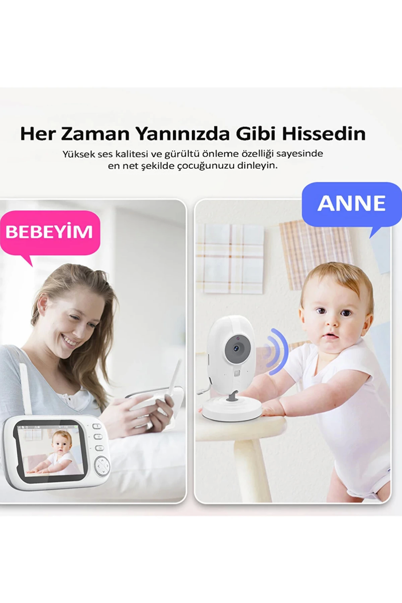 Gece Görüşlü Bebek Odası Kamera Sıcaklık Uyarısı Izleme Ekranı - Görsel 2