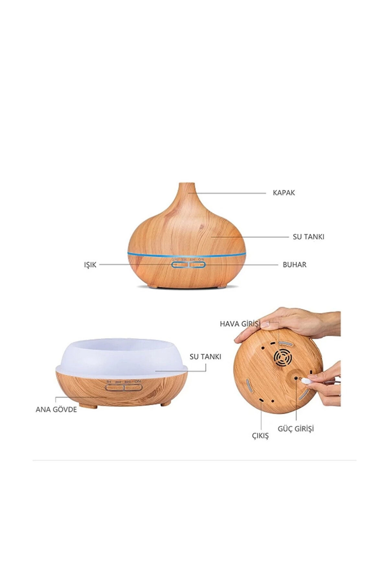 Hava Nemlendirici 7 Led Işıklı Aromatik Oda Kokusu 550 Ml Kahve Aroma Difüzörü Buhar Makinası - Görsel 3