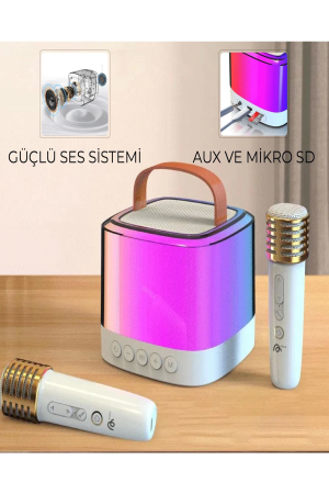 Karaoke Bluetooth Hoparlör Aggıy Ag-s7 Kablosuz Mikrofonlu Rgb Led Parti Işıklı
