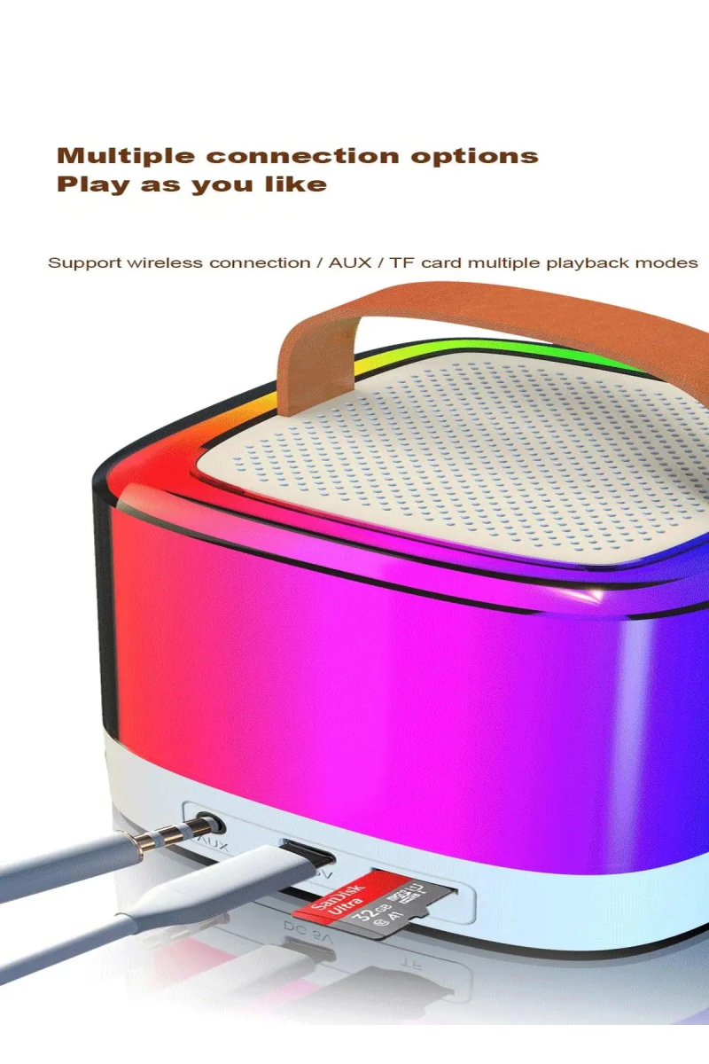 Karaoke Bluetooth Hoparlör Aggıy Ag-s7 Kablosuz Mikrofonlu Rgb Led Parti Işıklı - Görsel 5