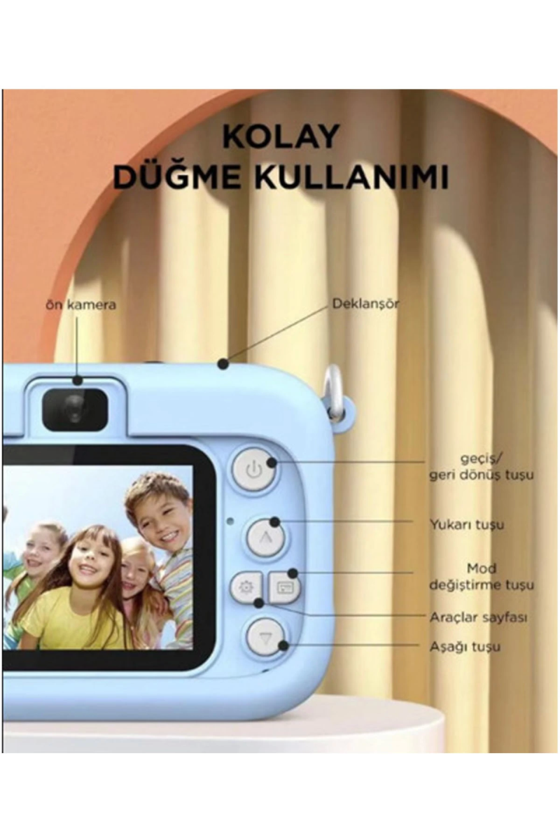 Mini 1080p Hd Çocuk Kamera Dijital Fotoğraf Makinesi 2.0 Inç Ekran 5 Adet Oyun Mor - Görsel 5