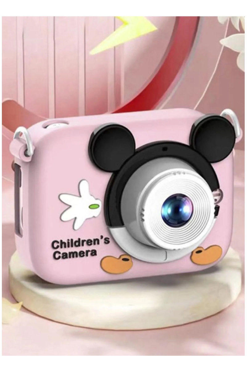 Mini 1080p Hd Çocuk Kamera Dijital Fotoğraf Makinesi 2.0 Inç Ekran 5 Adet Oyun Pembe