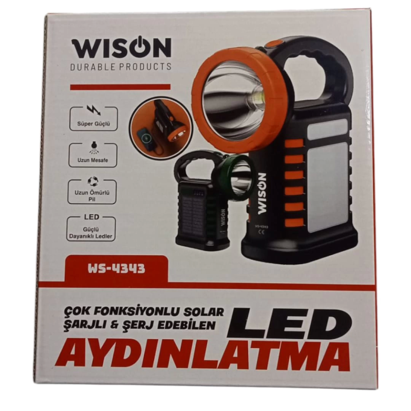 Wıson Ws-4343 Çok Fonksiyonlu Solar Şarjlı Powerbanklı Kamp Lambası - Görsel 3