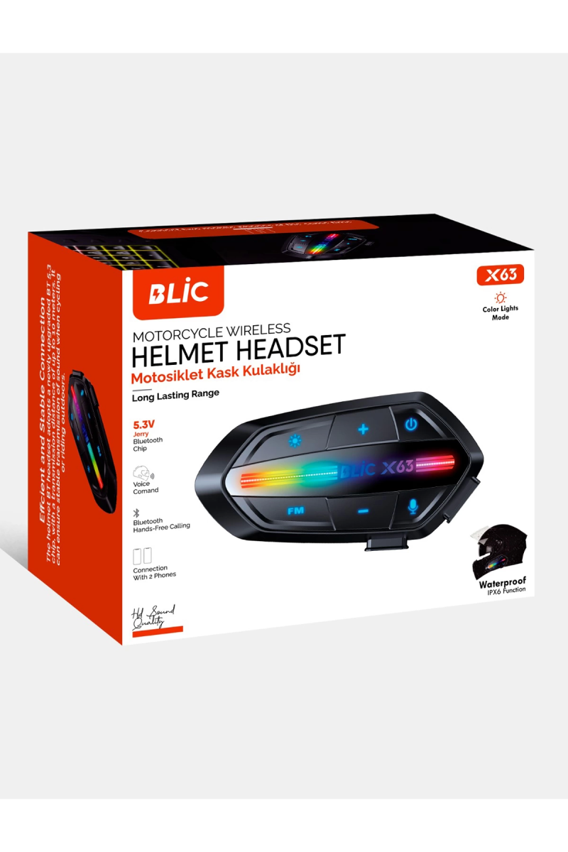 X63 Motosiklet Kask Kulaklık Intercom Işıklı Motorsiklet Interkom 5.3 - Görsel 4
