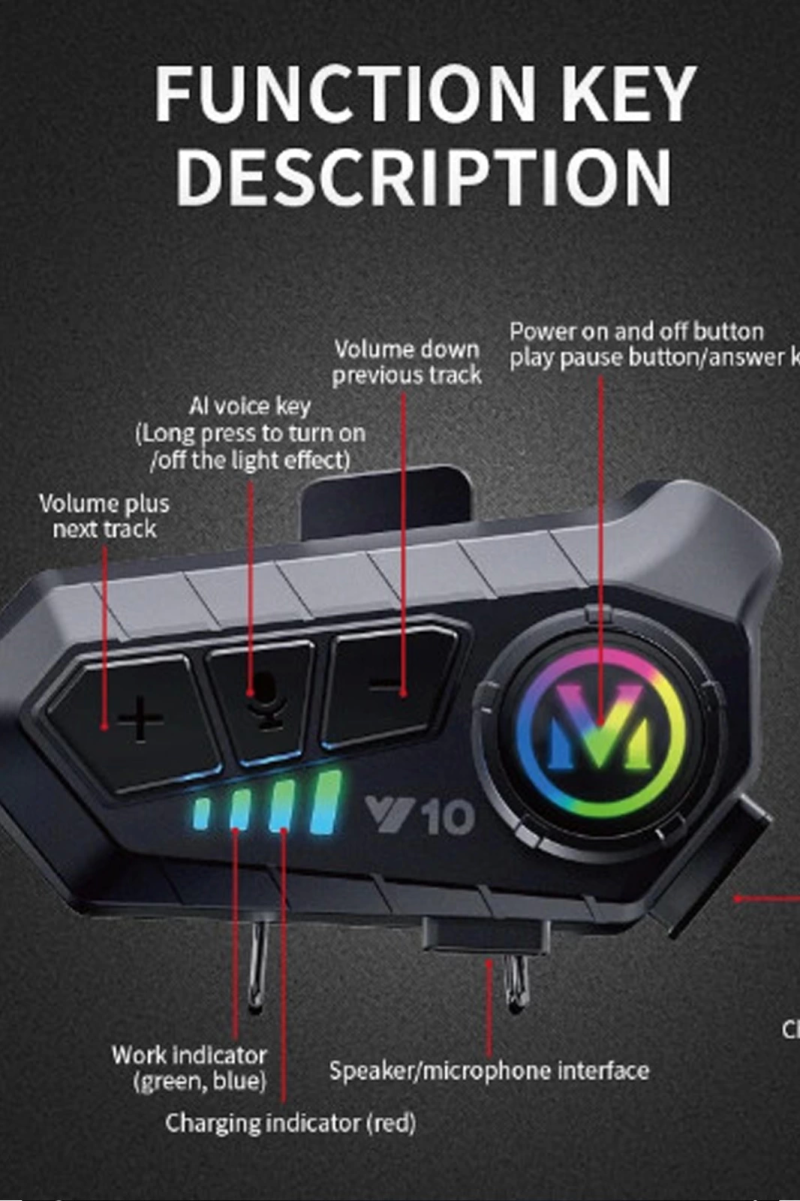 Y10 Kask Kulaklık Bluetooth Motosiklet Kulaklık 5,3 Bluetooth Intercom Motorsiklet Kulaklık - Görsel 3