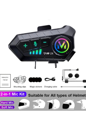 ﻿y10 2x Motosiklet Kask İntercom Çift Eşleşme Rgb Işıklı Bluetooth Kulaklık 5